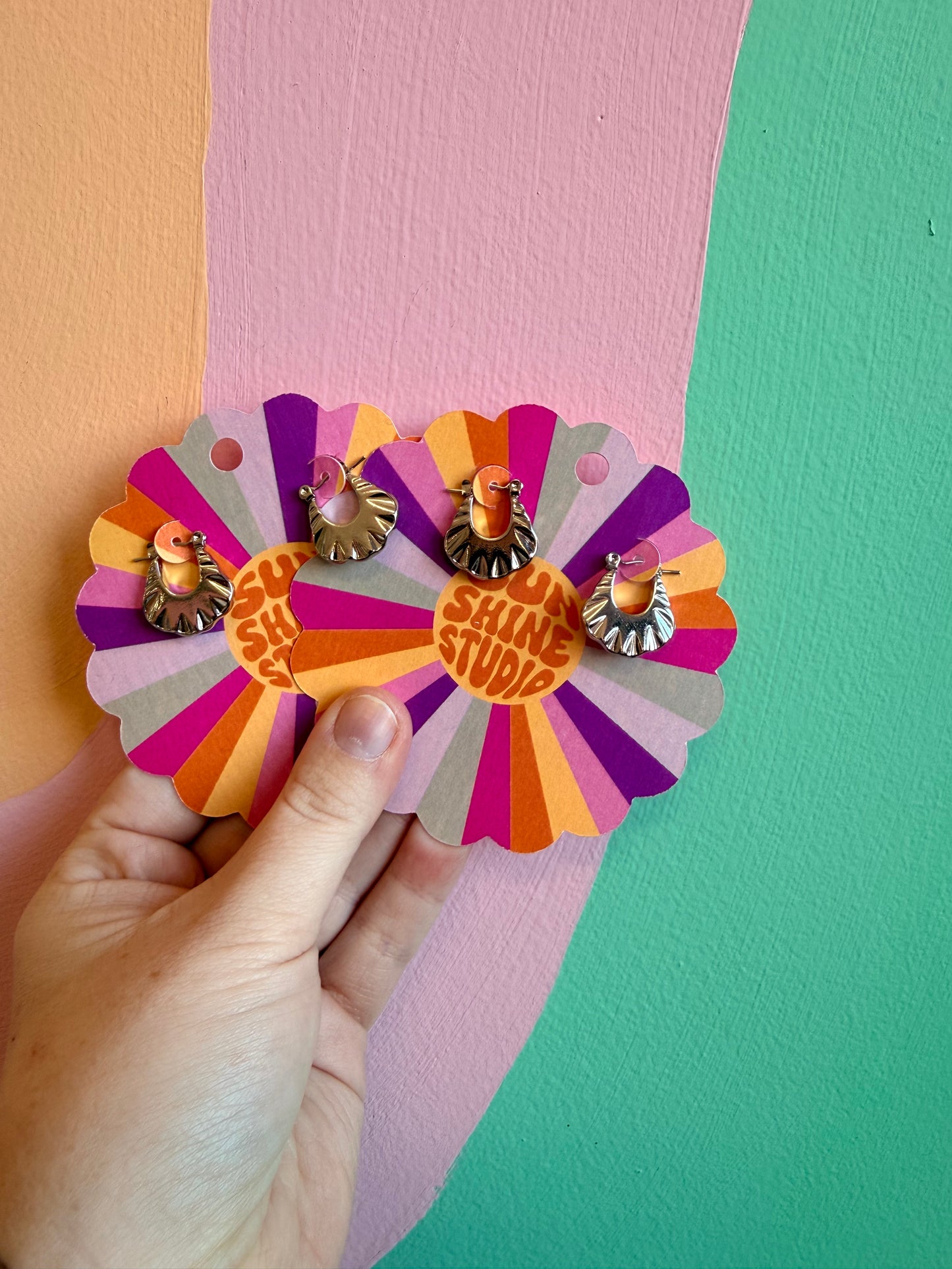 Mini Scalloped Titanium Hoops