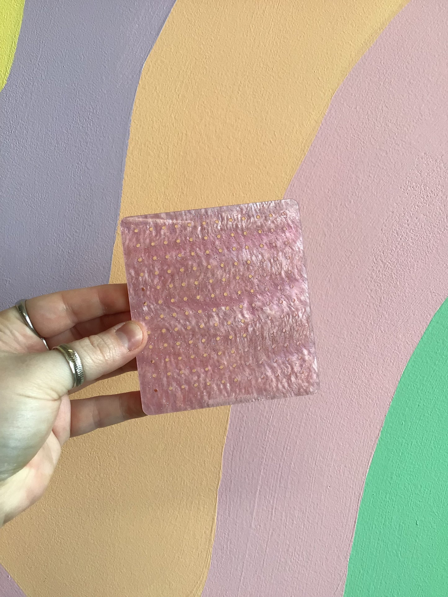 Baby Pink Shimmer Travel Earring Holder