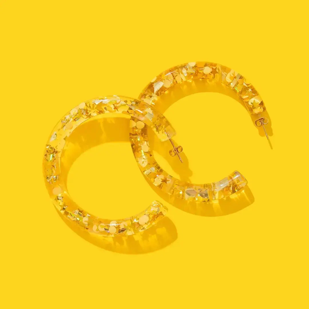 Confetti Hoop Earrings - Assorted Colors - Each: Iridescent