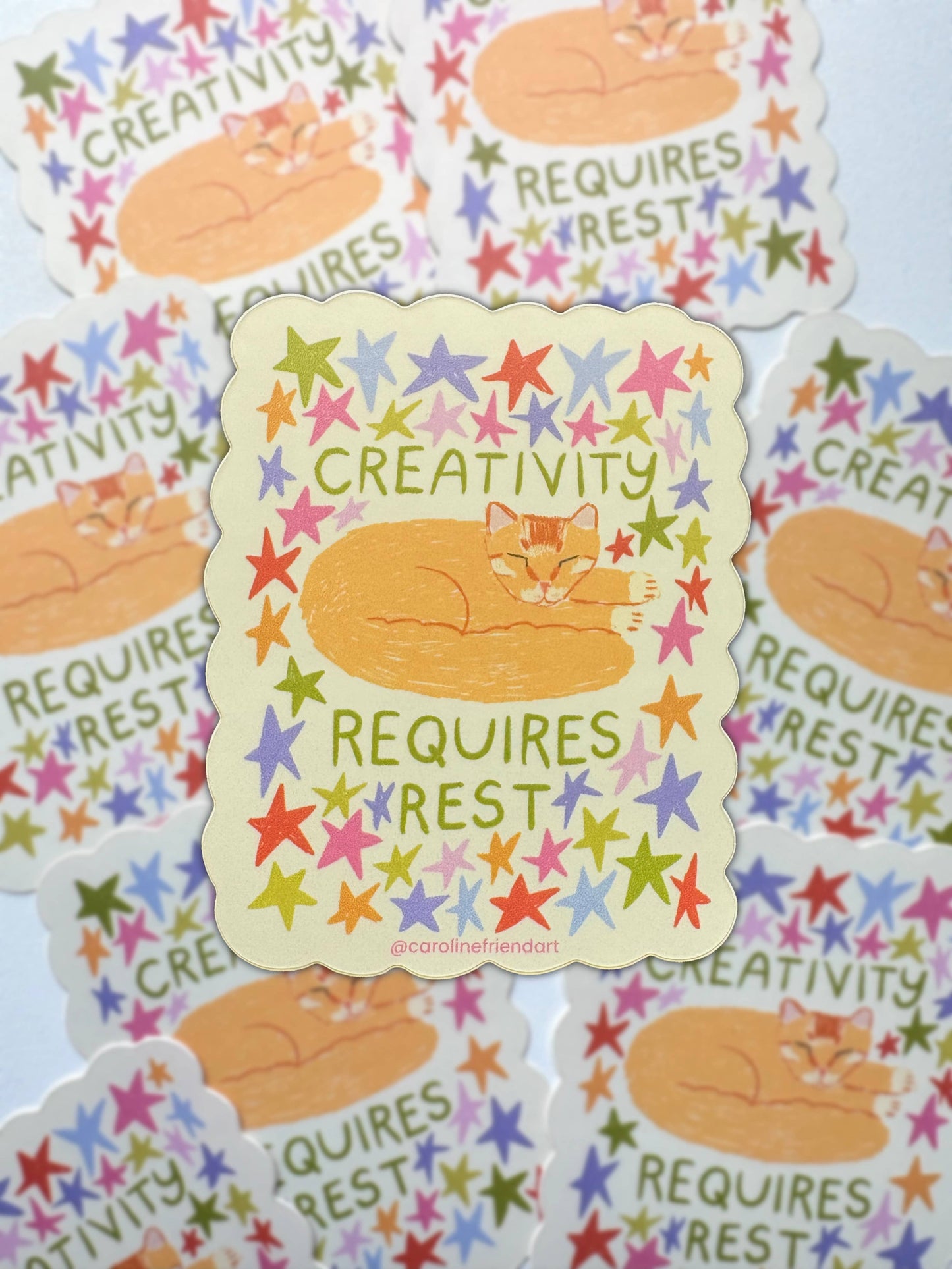 Creativity Requires Rest Sticker | Vinyl Waterproof Cat