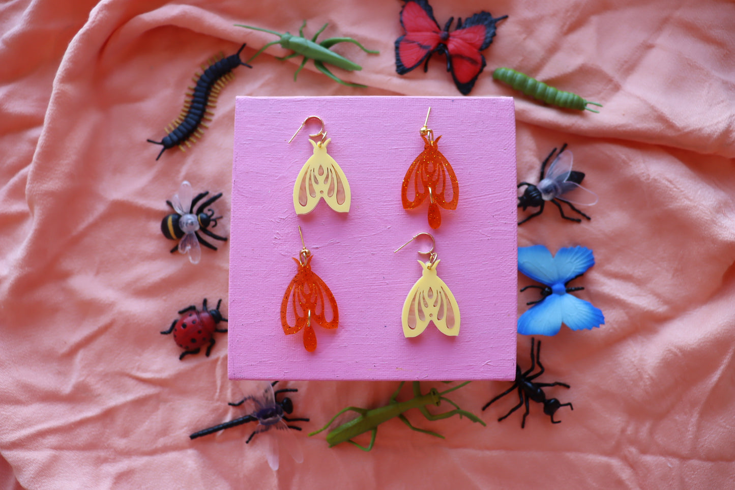 Yellow Moth Earrings