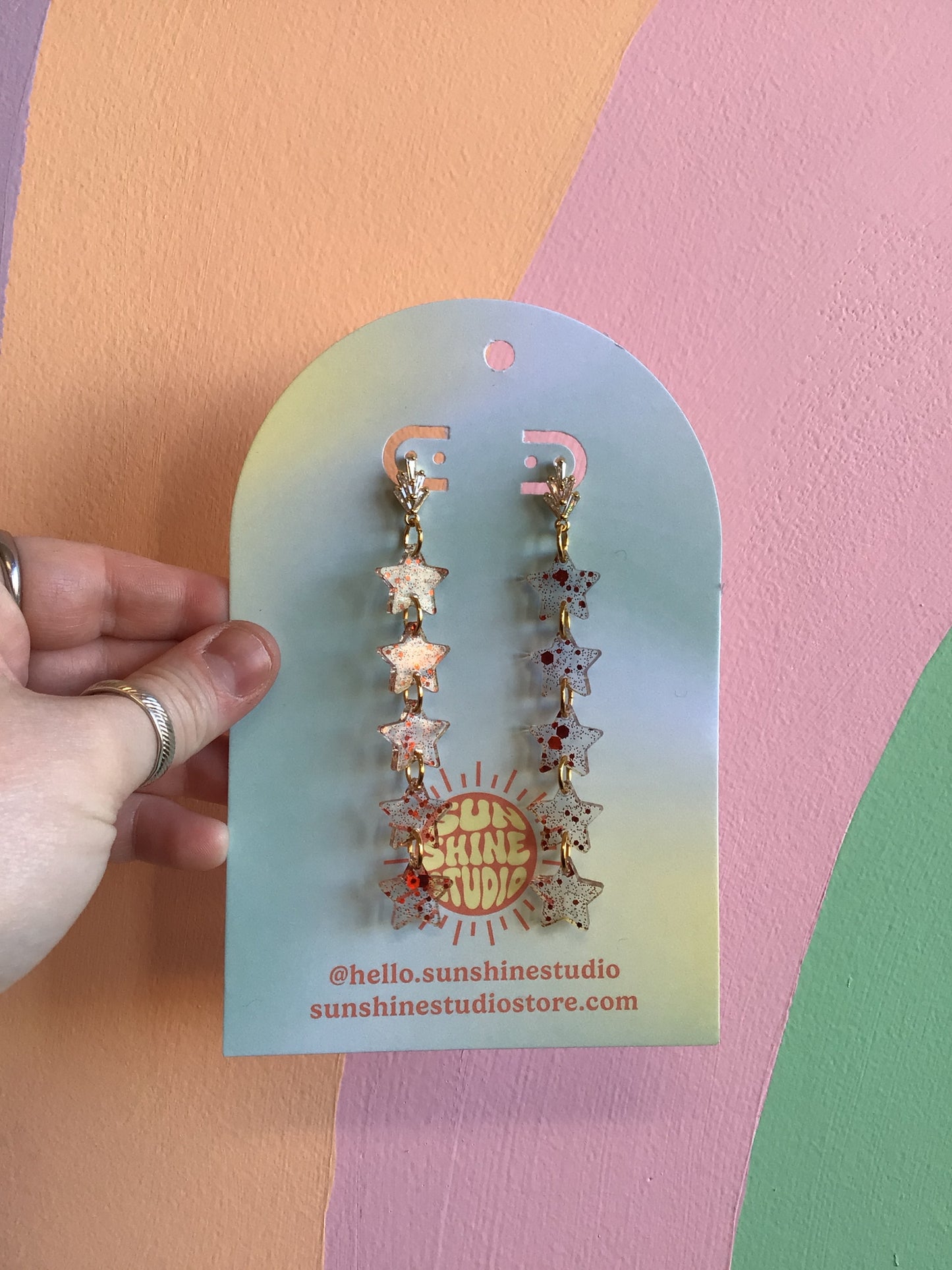 Glimmering Statement Star Earrings