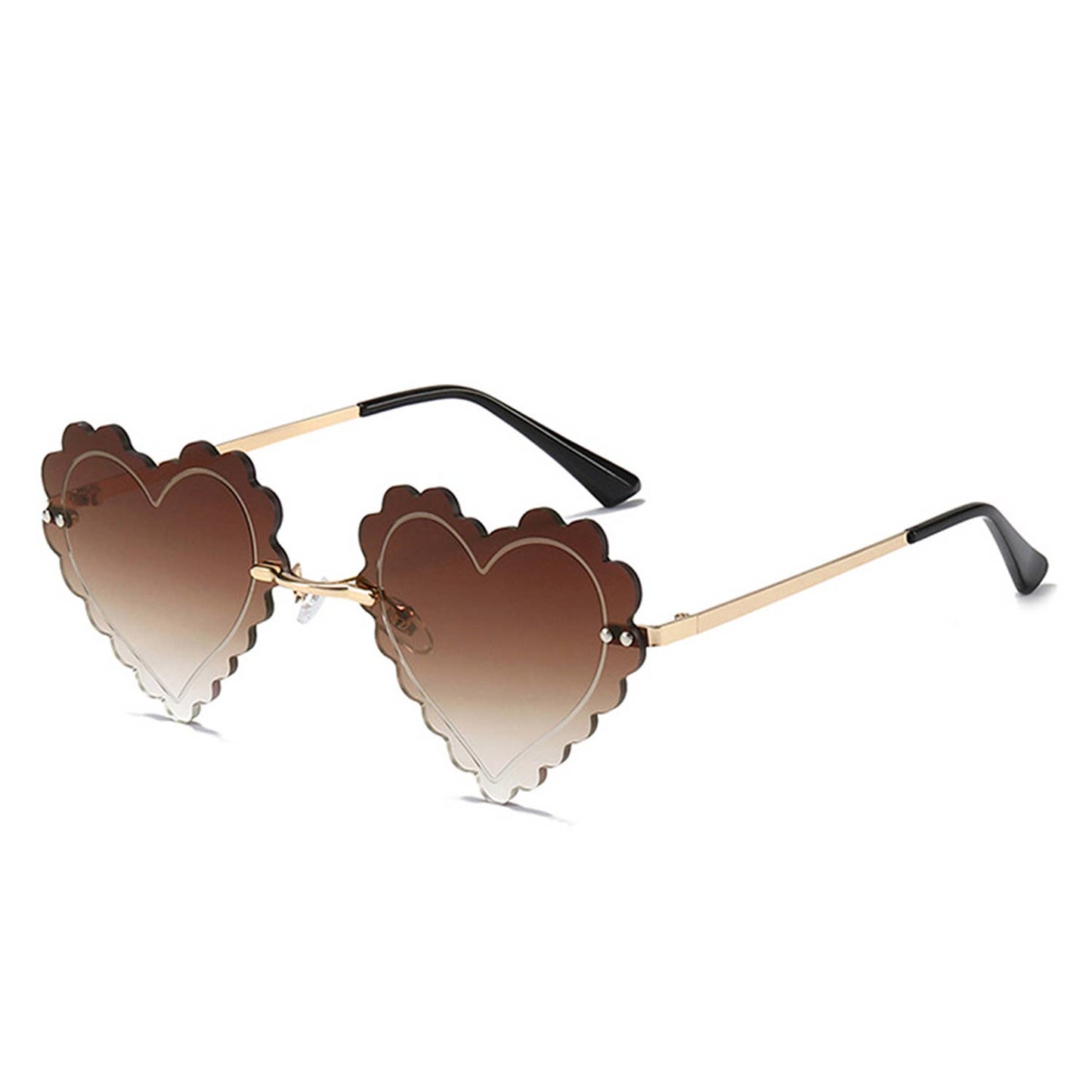 Rimless Playful Tinted Heart Shape Sunglasses: No Packaging