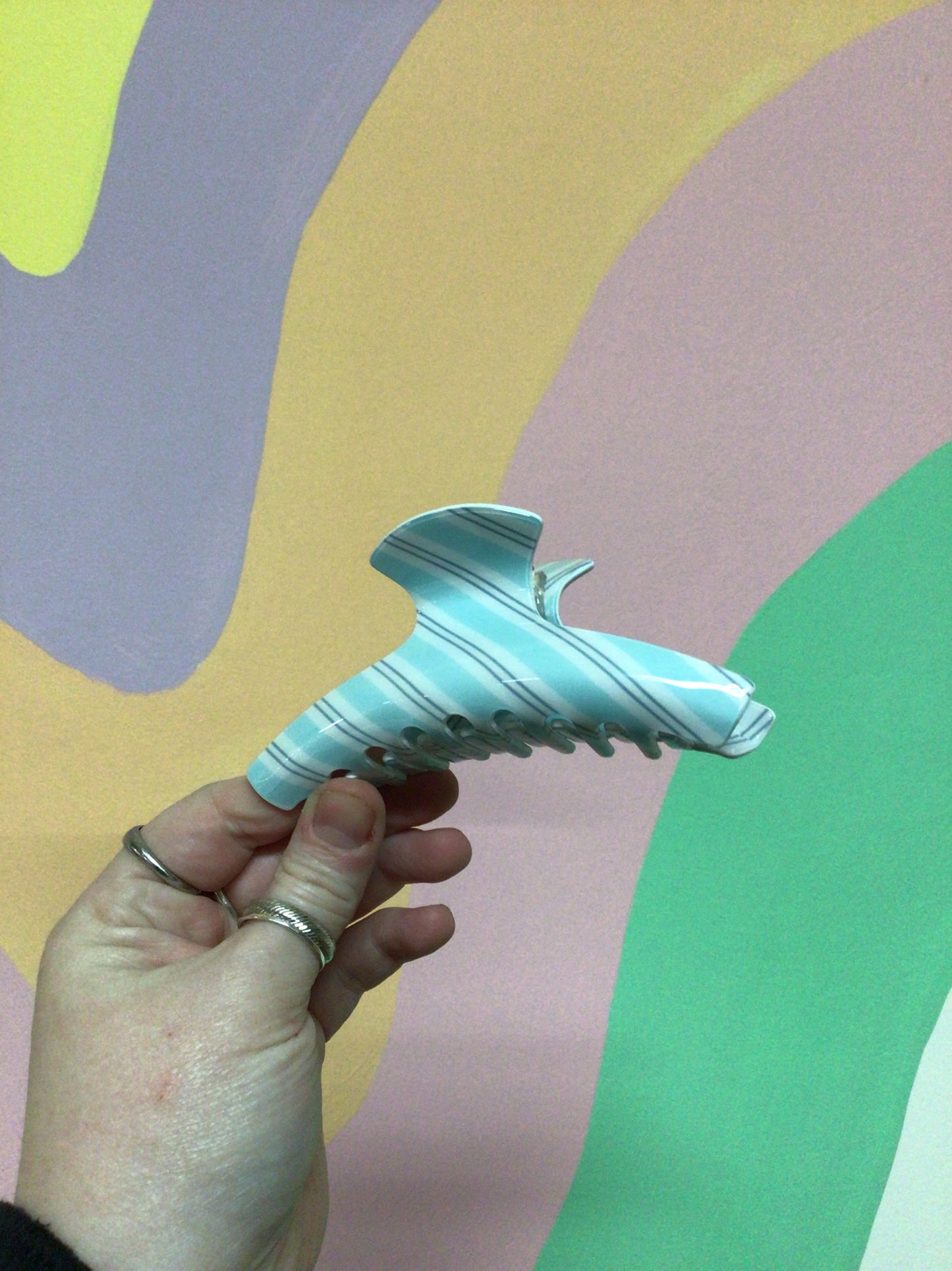 Sky Blue Stripe Hair Claw