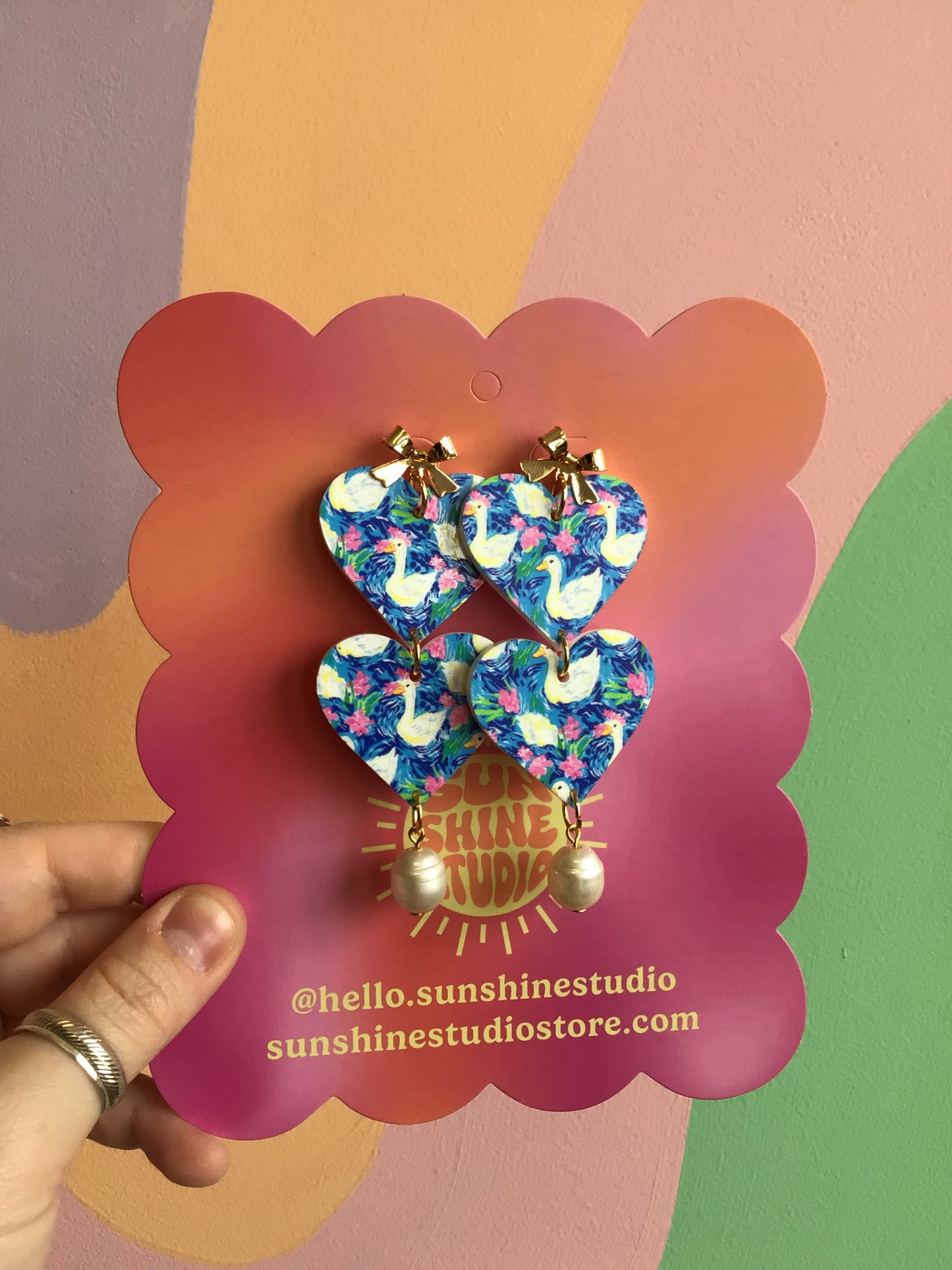 Printed Heart Dangles