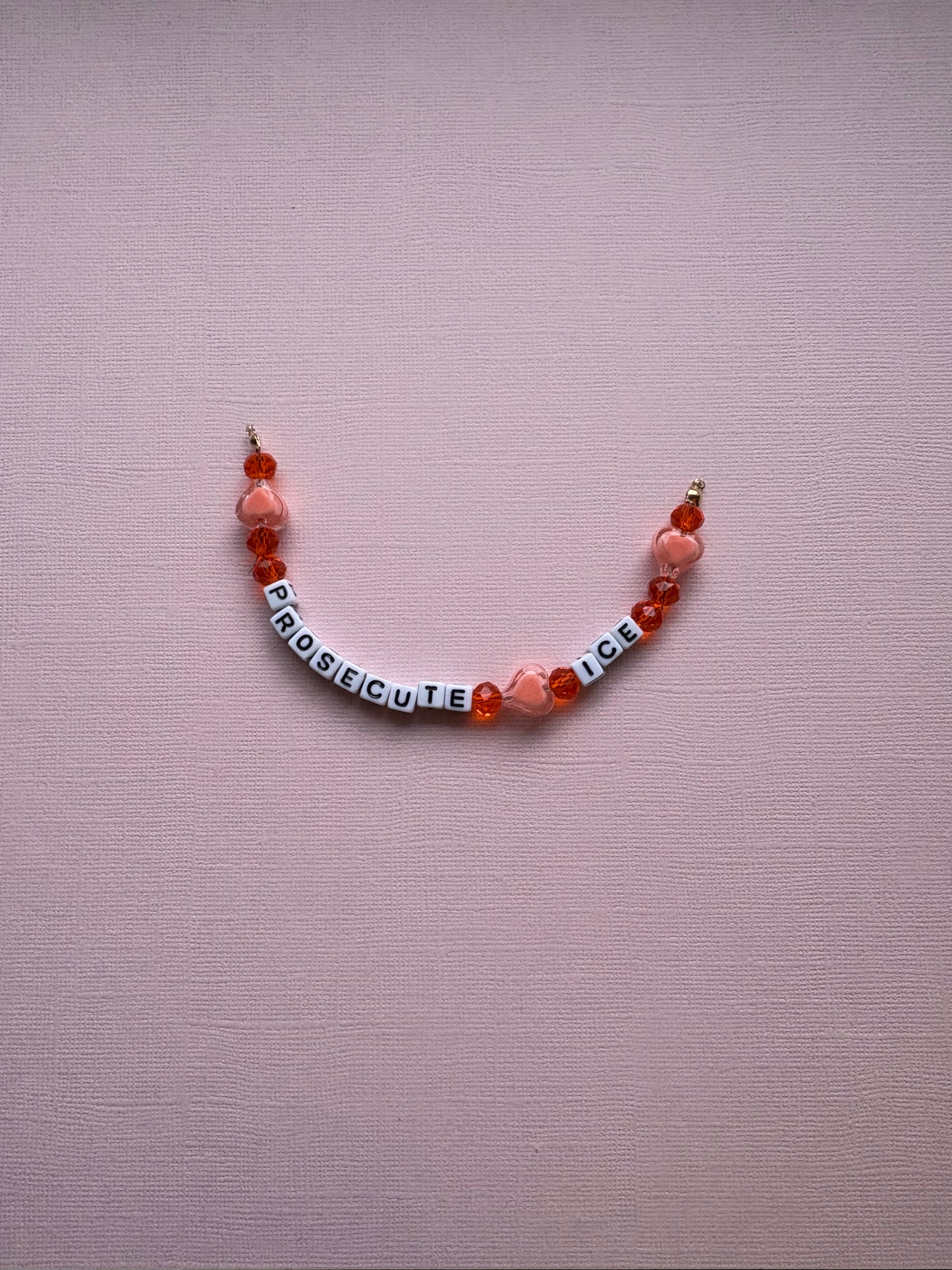 Prosecute ICE Orange Heart Bracelet or Bag charm