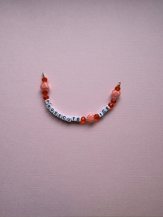 Prosecute ICE Orange Heart Bracelet or Bag charm