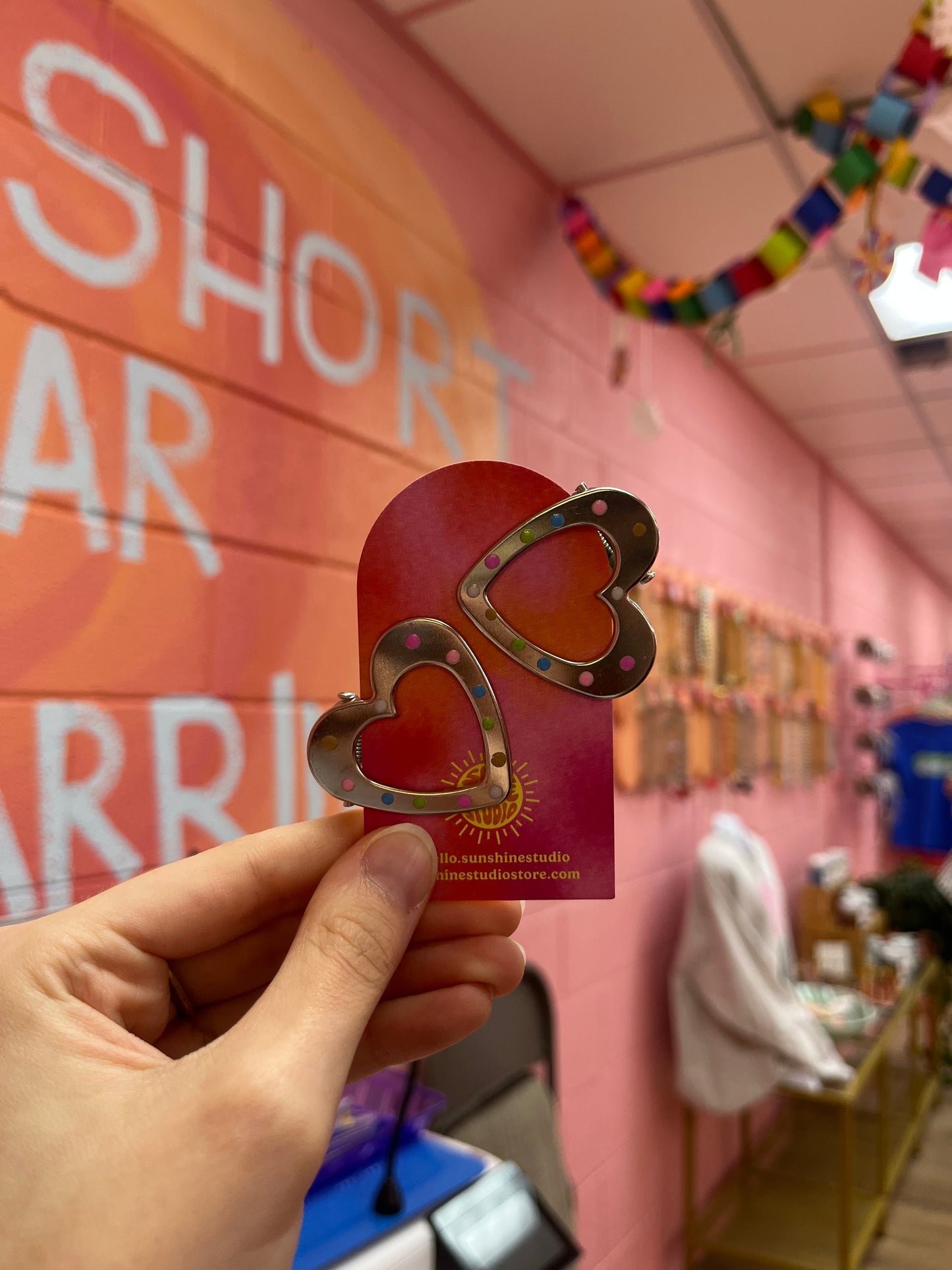 Polka Dot Heart Barrette Duo