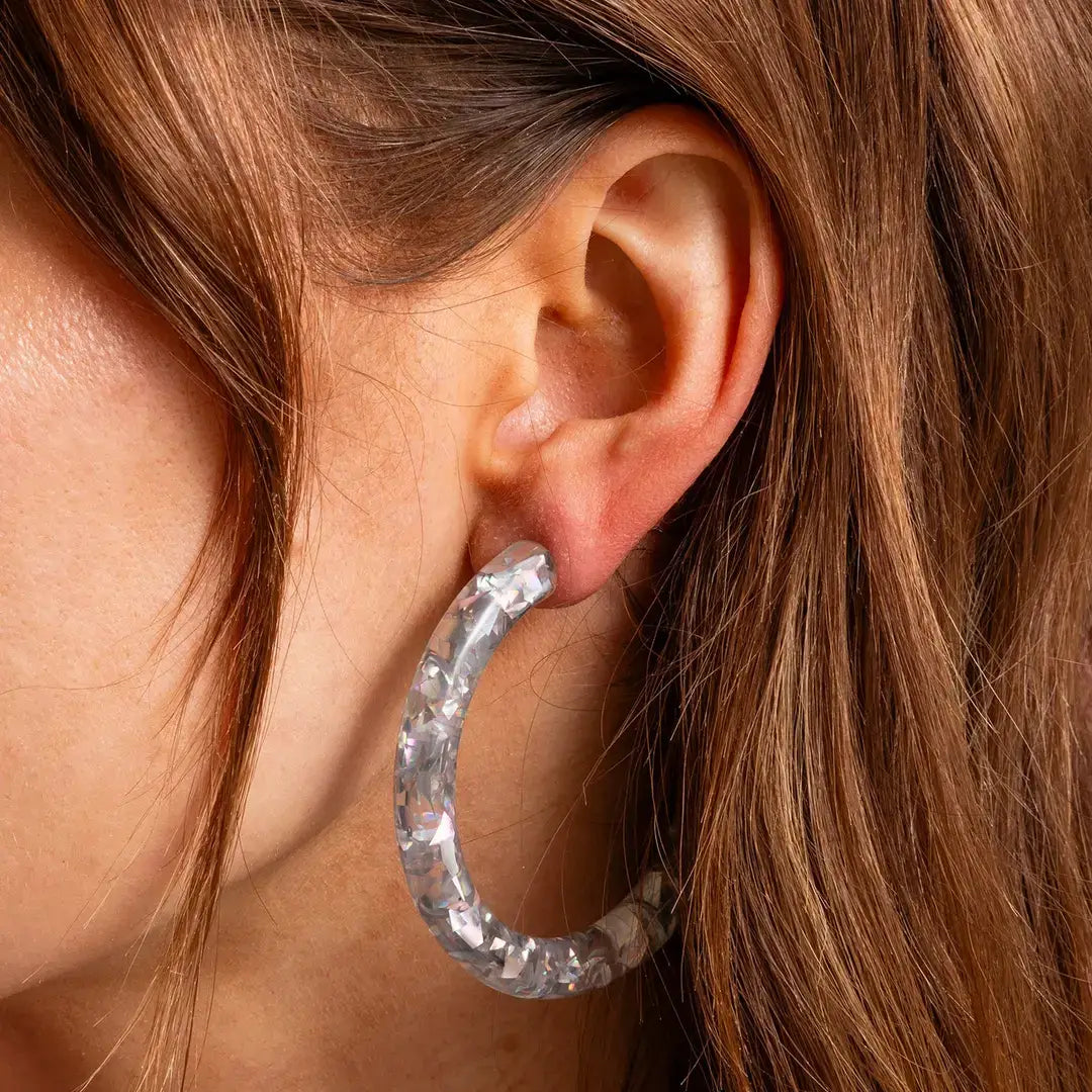 Confetti Hoop Earrings - Assorted Colors - Each: Iridescent