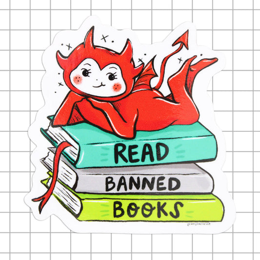Read Banned Books Little Devil Vinyl Sticker