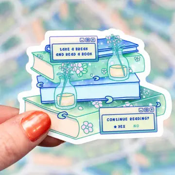 Woodland Book Stack Sticker