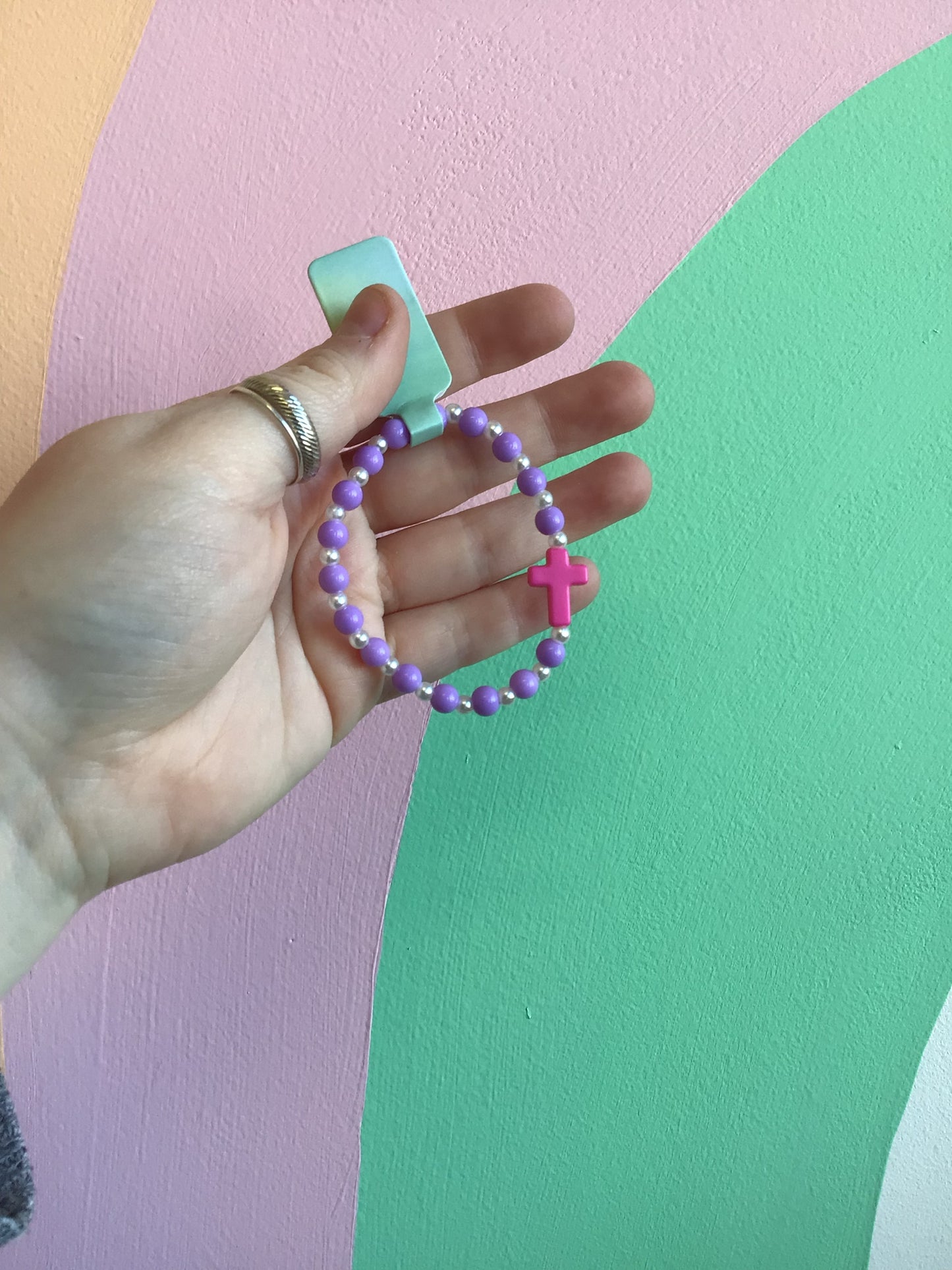 Pastel Cross Beaded Bracelet