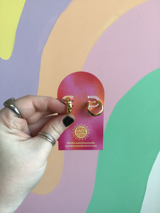 Brass Colorful Gem Hoops