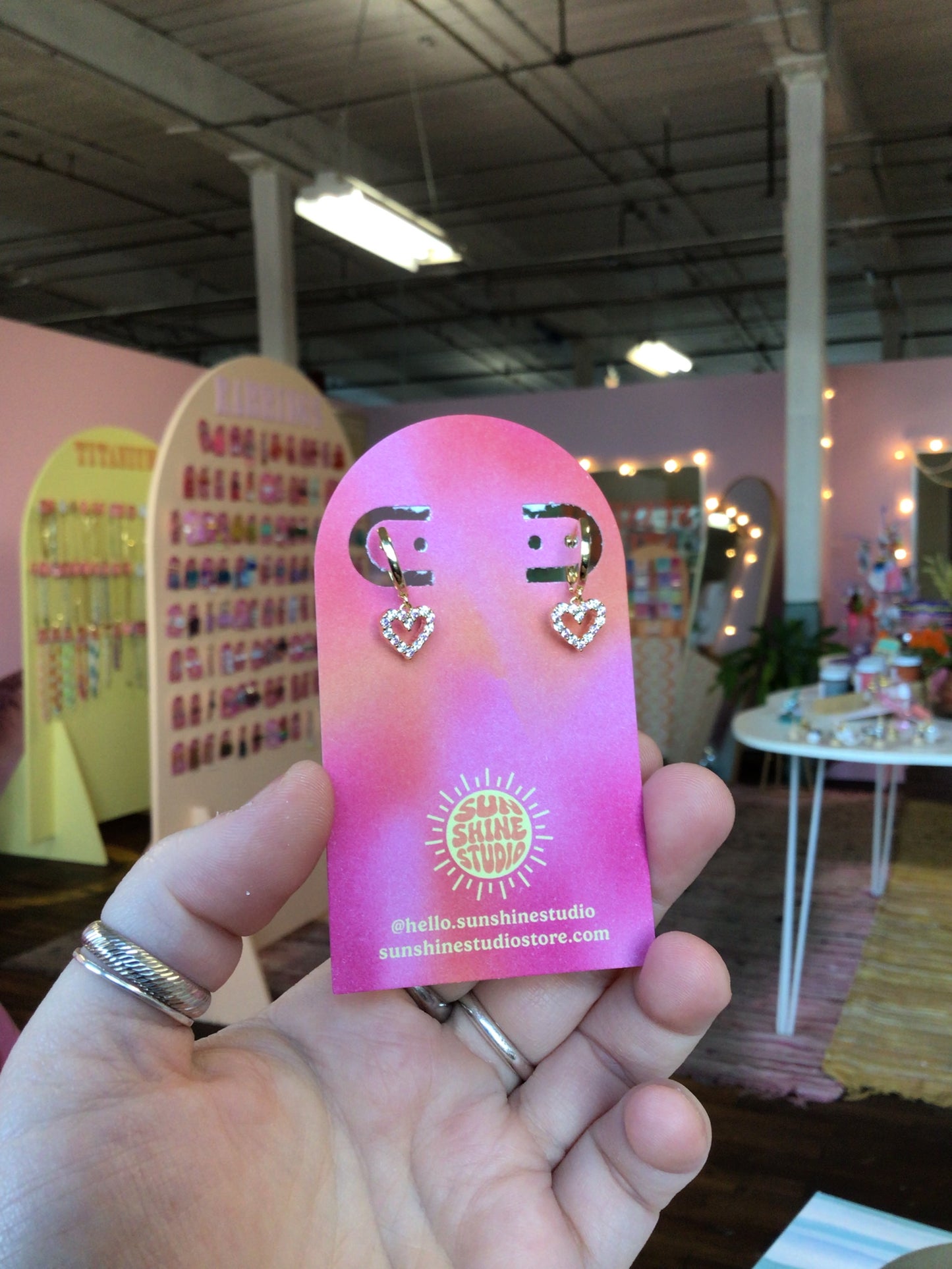 Pink Gemstone Huggies