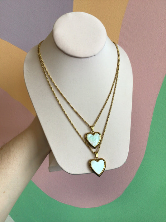 Mother of Pearl Heart Locket