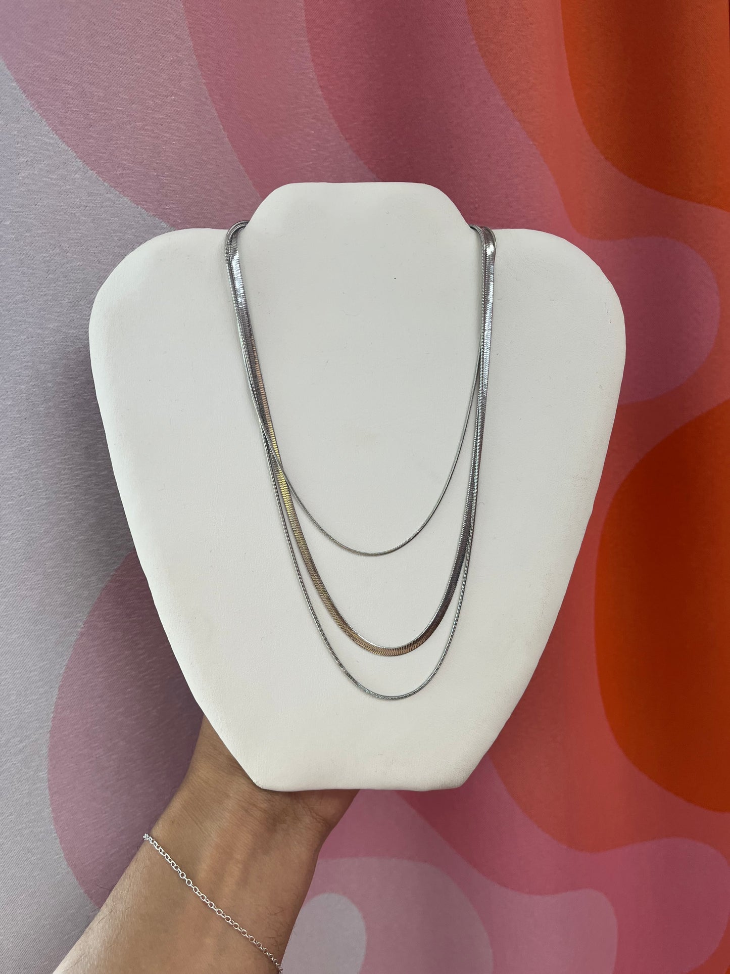 Titanium Triple Layering Necklace