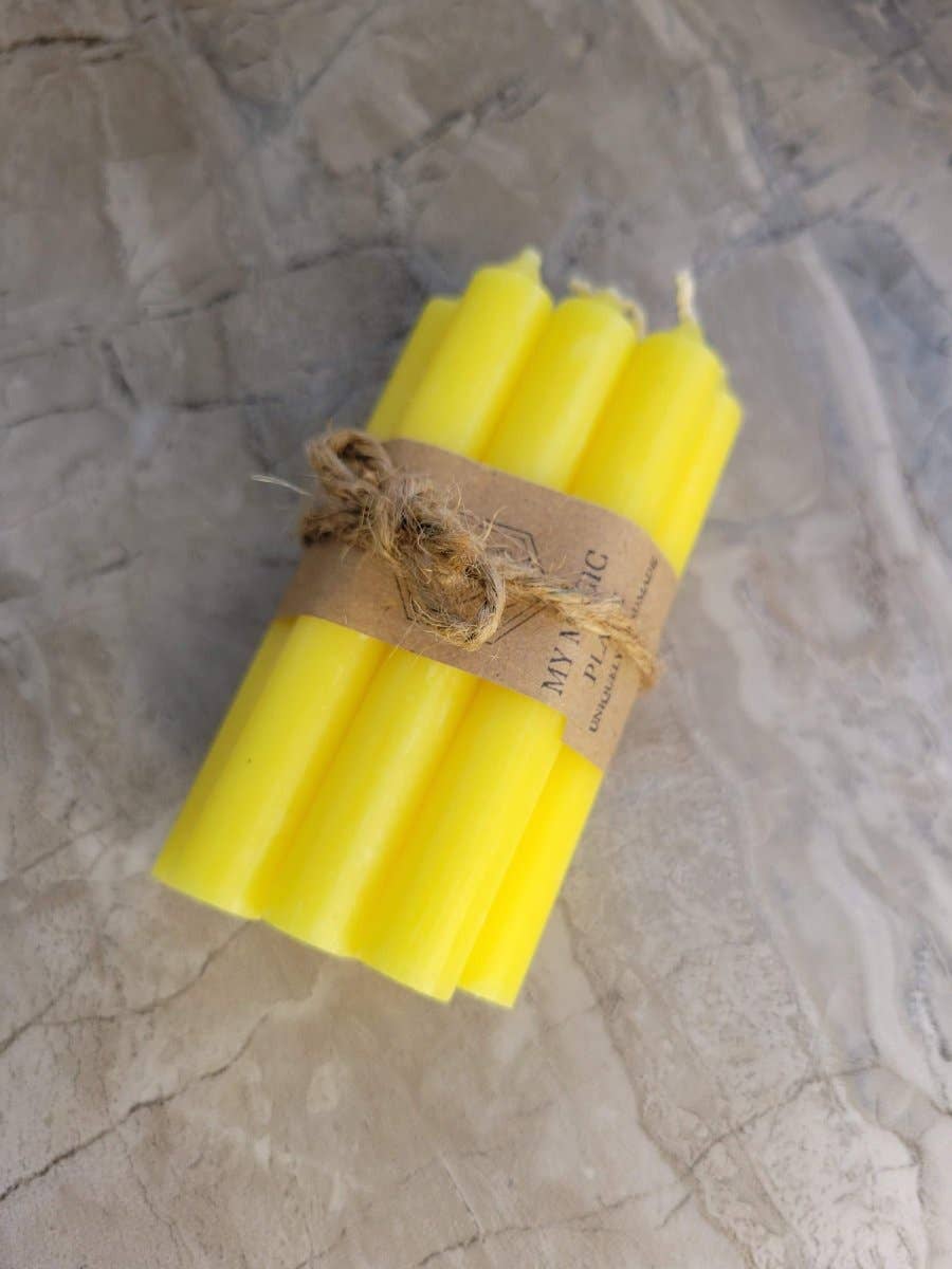 Set of 10 mini Candles 4" chime unscented Home Decor: Brown