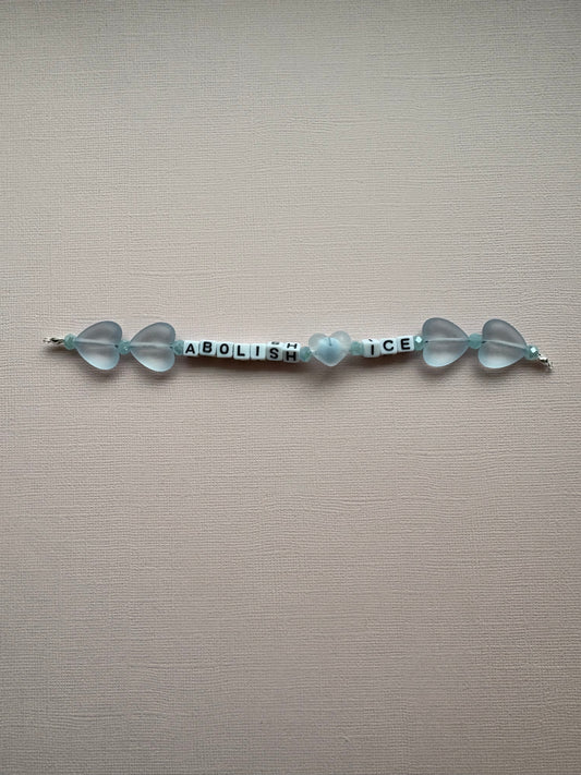 Abolish ICE blue hearts bracelet or bag charm