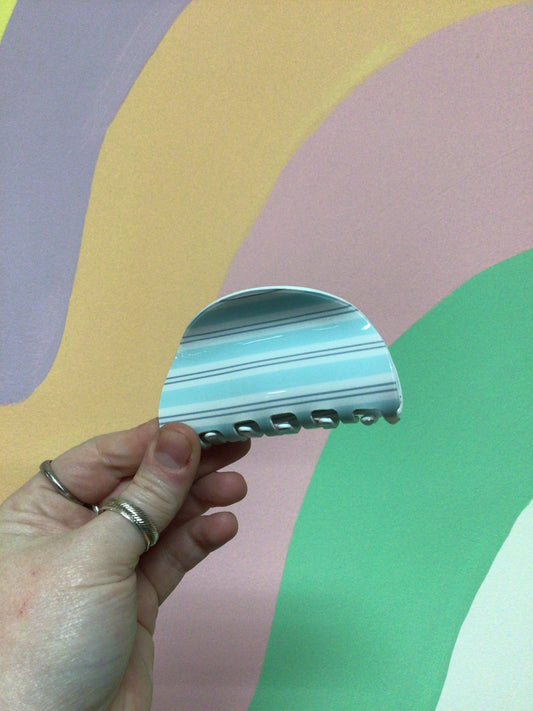 Sky Blue Stripe Hair Claw