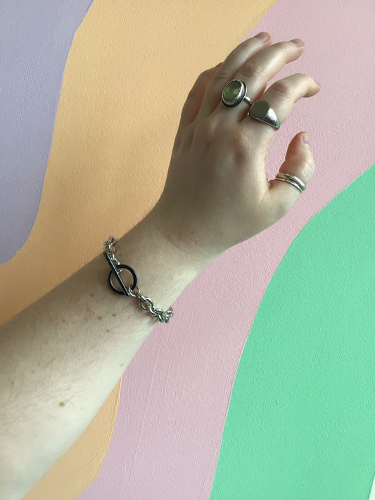 Dramatic Toggle Clasp Titanium Bracelet