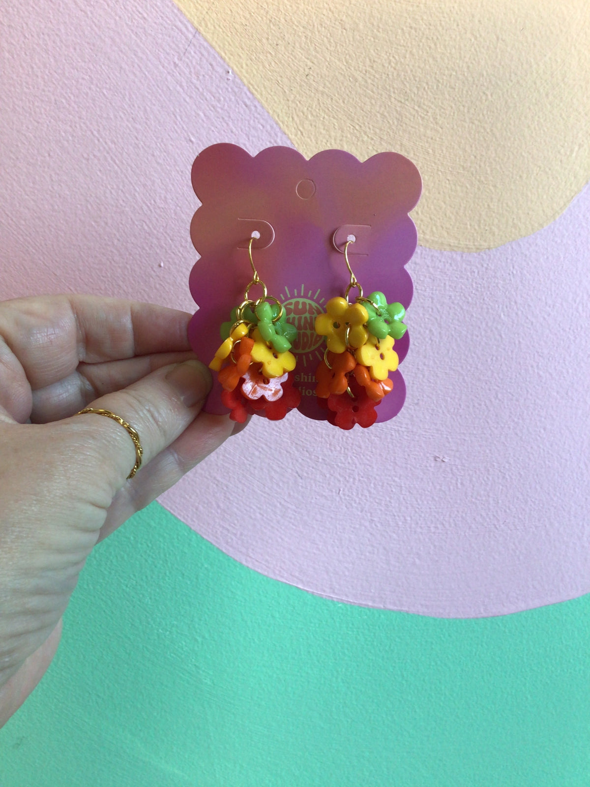 Bright and Fun Button Dangle Earrings
