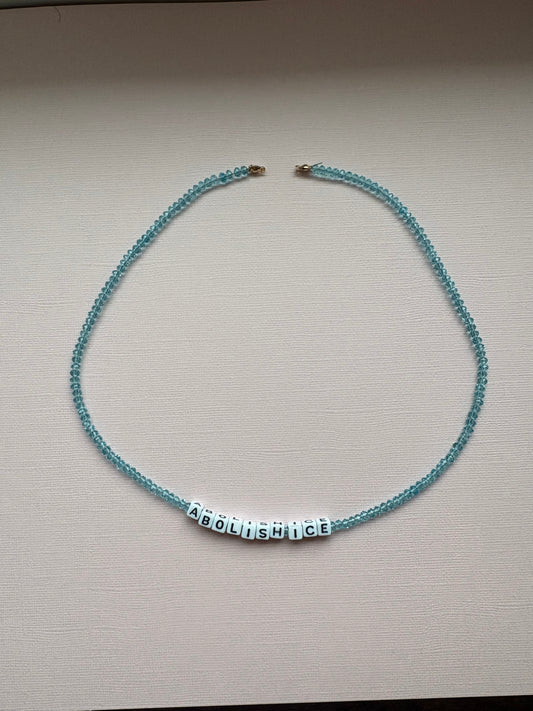Abolish ICE Blue Beaded Necklace