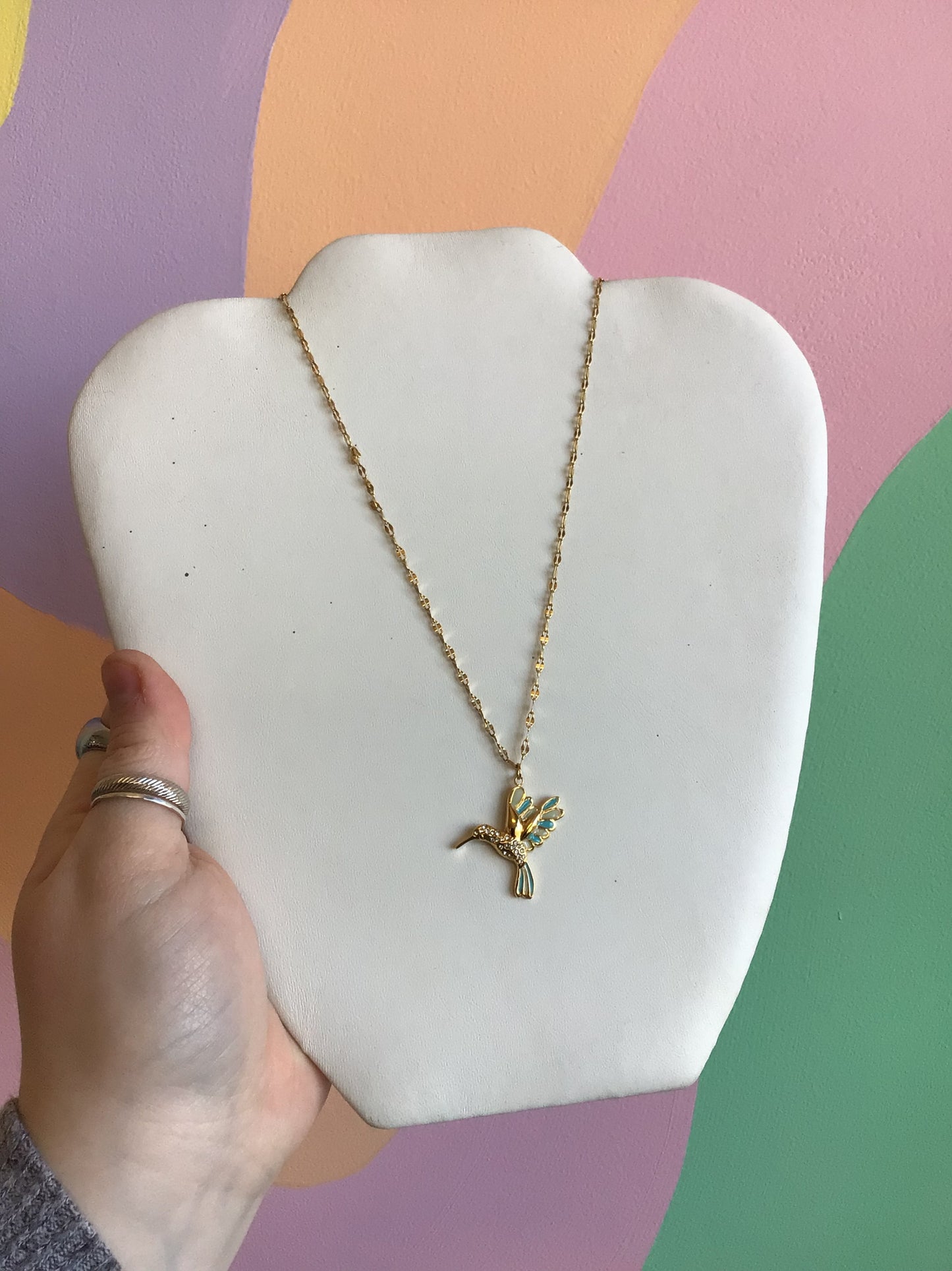 Hummingbird Charm Titanium Necklace