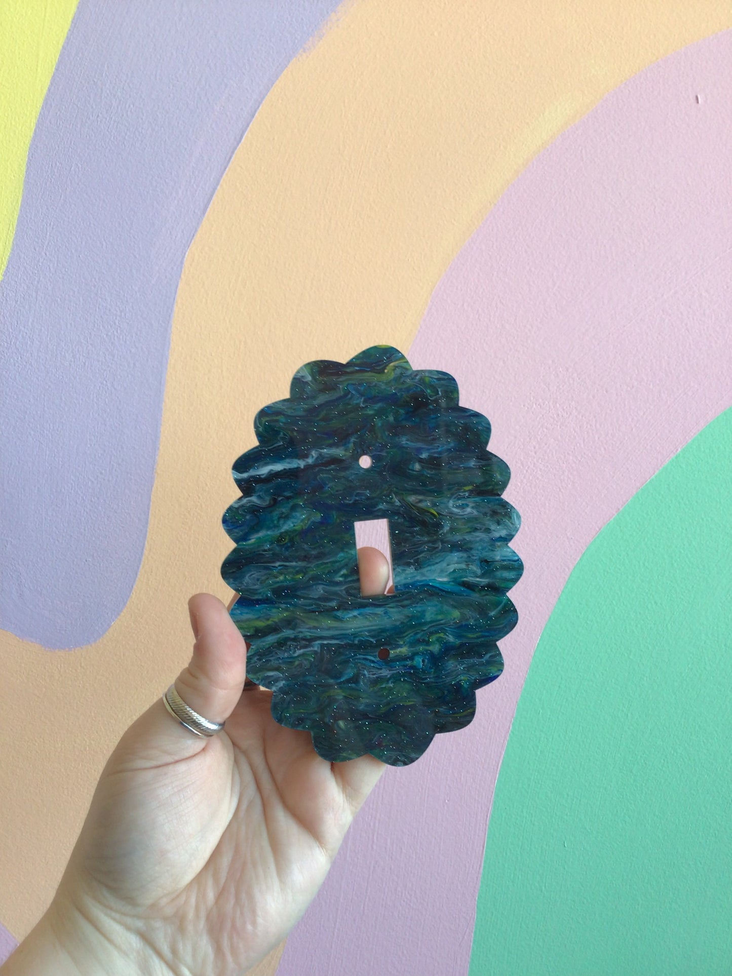 Green Galaxy Glitter Outlet Covers