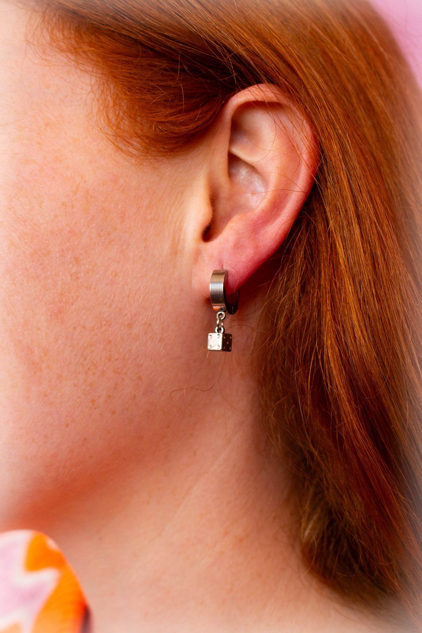 Titanium Dice Charm Earrings