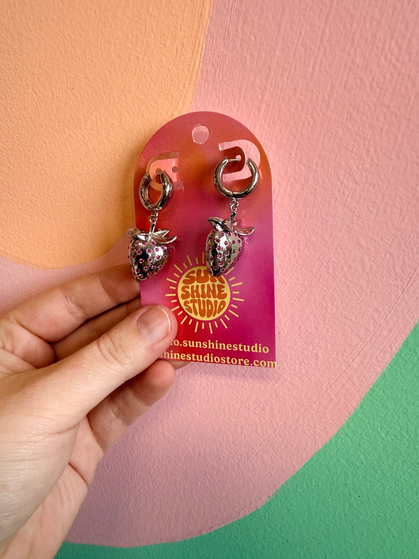 Strawberry Sparkle Dangle Earrings