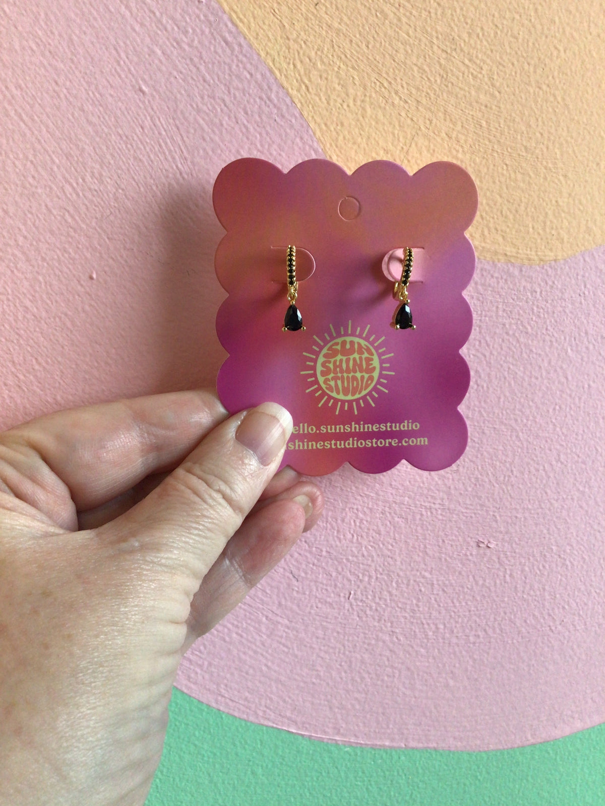Midnight Gem Huggie Dangles