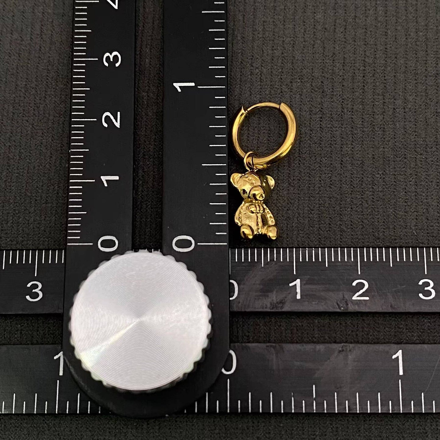 Mini Bear 18K Gold Plated S.Steel Huggie Earrings - FGS