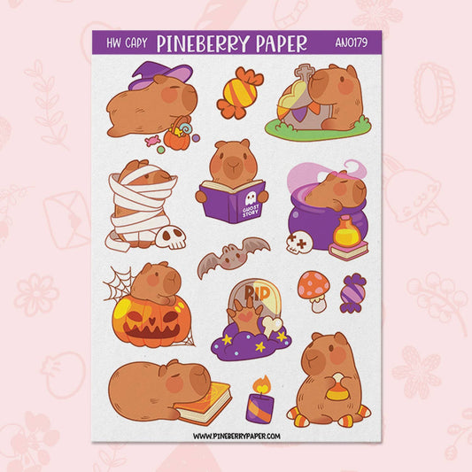 Capybara Halloween Sticker Sheet: 1 sheet