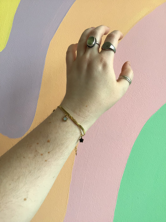 Titanium Layered B&W Star Bracelet