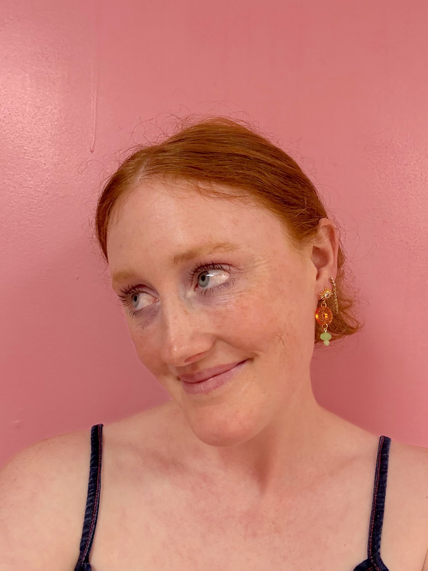 Orange Sparkly Album Dangle Earring