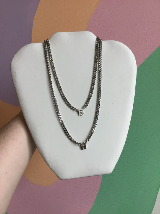 Silver Chain Titanium Initial Necklace