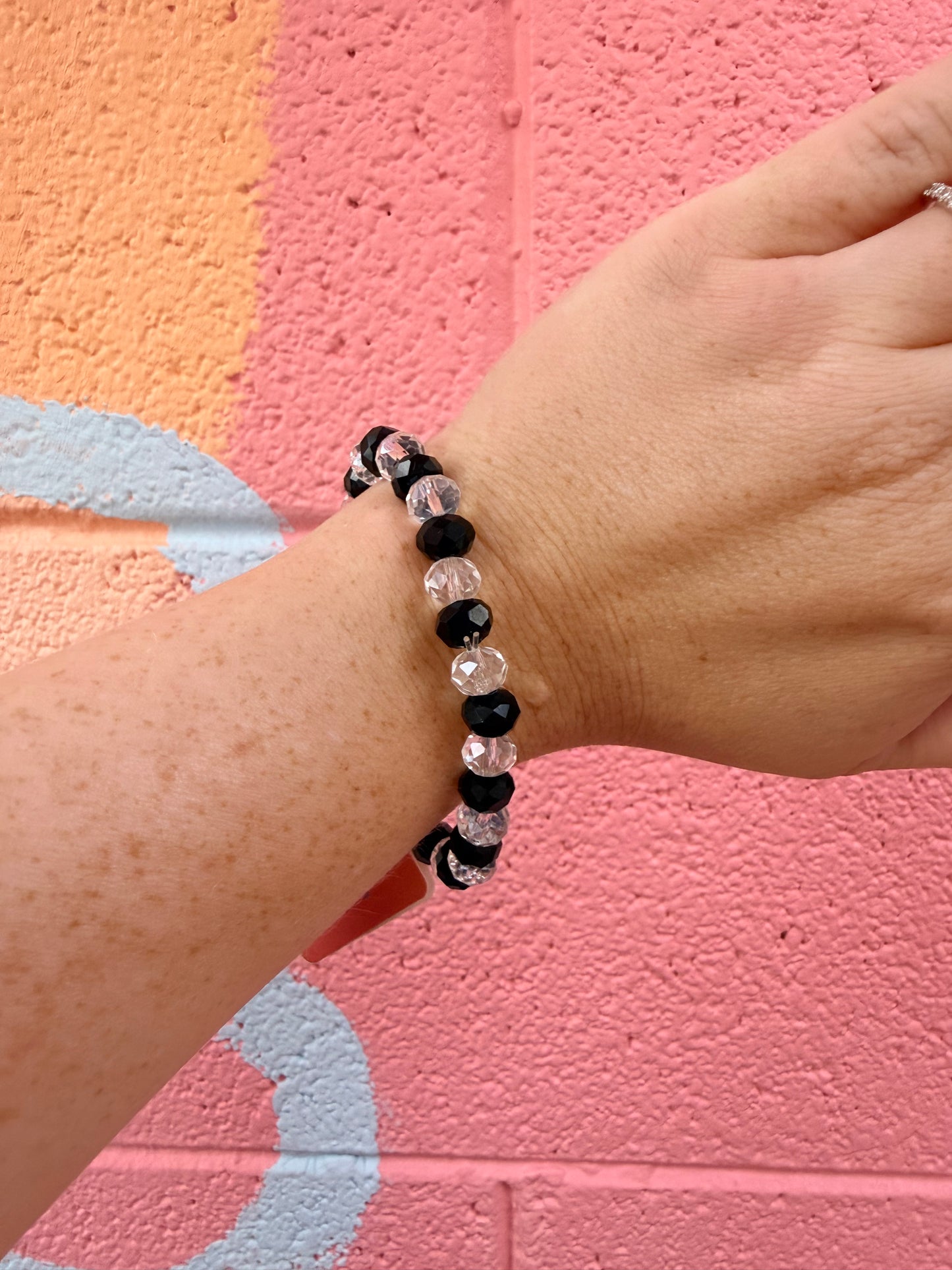 Transparent and Black Beaded Bracelet