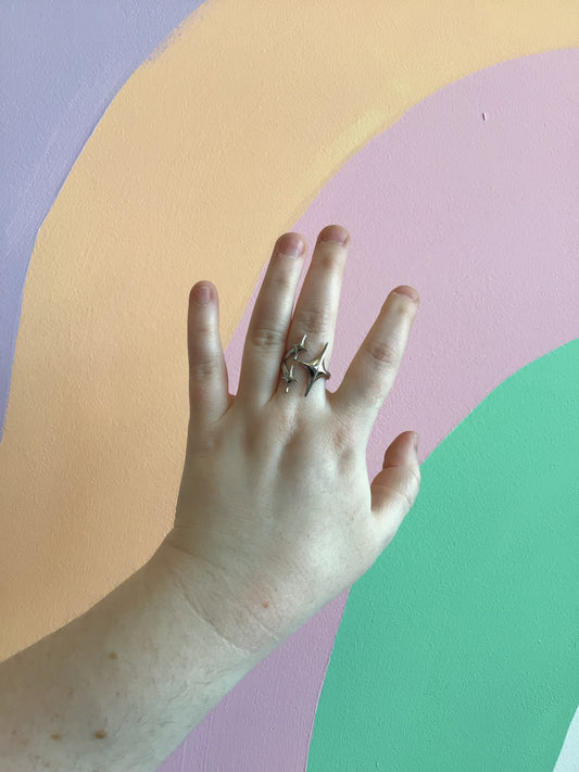 Edgy Sparkle Statement Titanium Ring