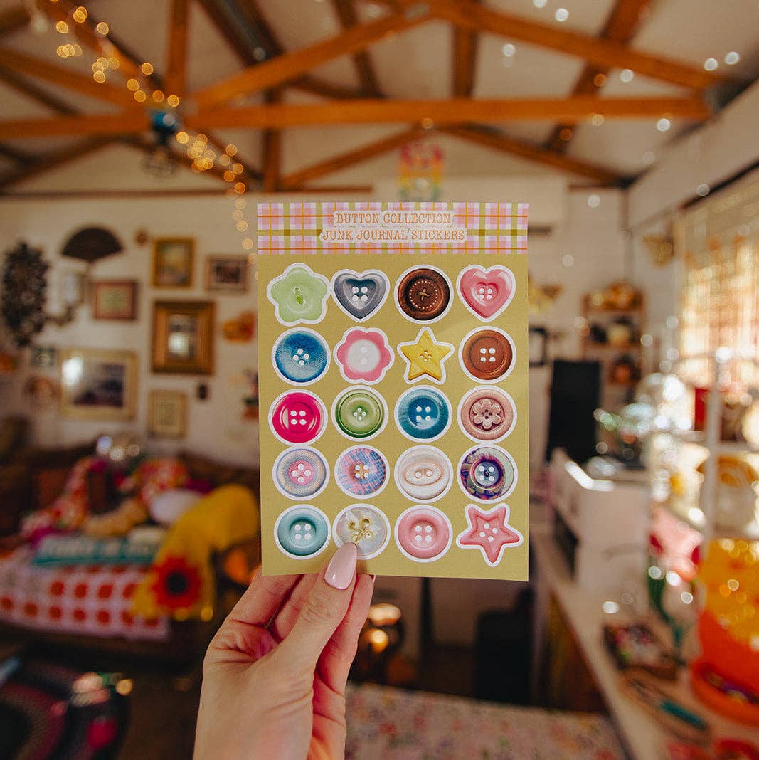 Junk Journal Stickers, Button Collection