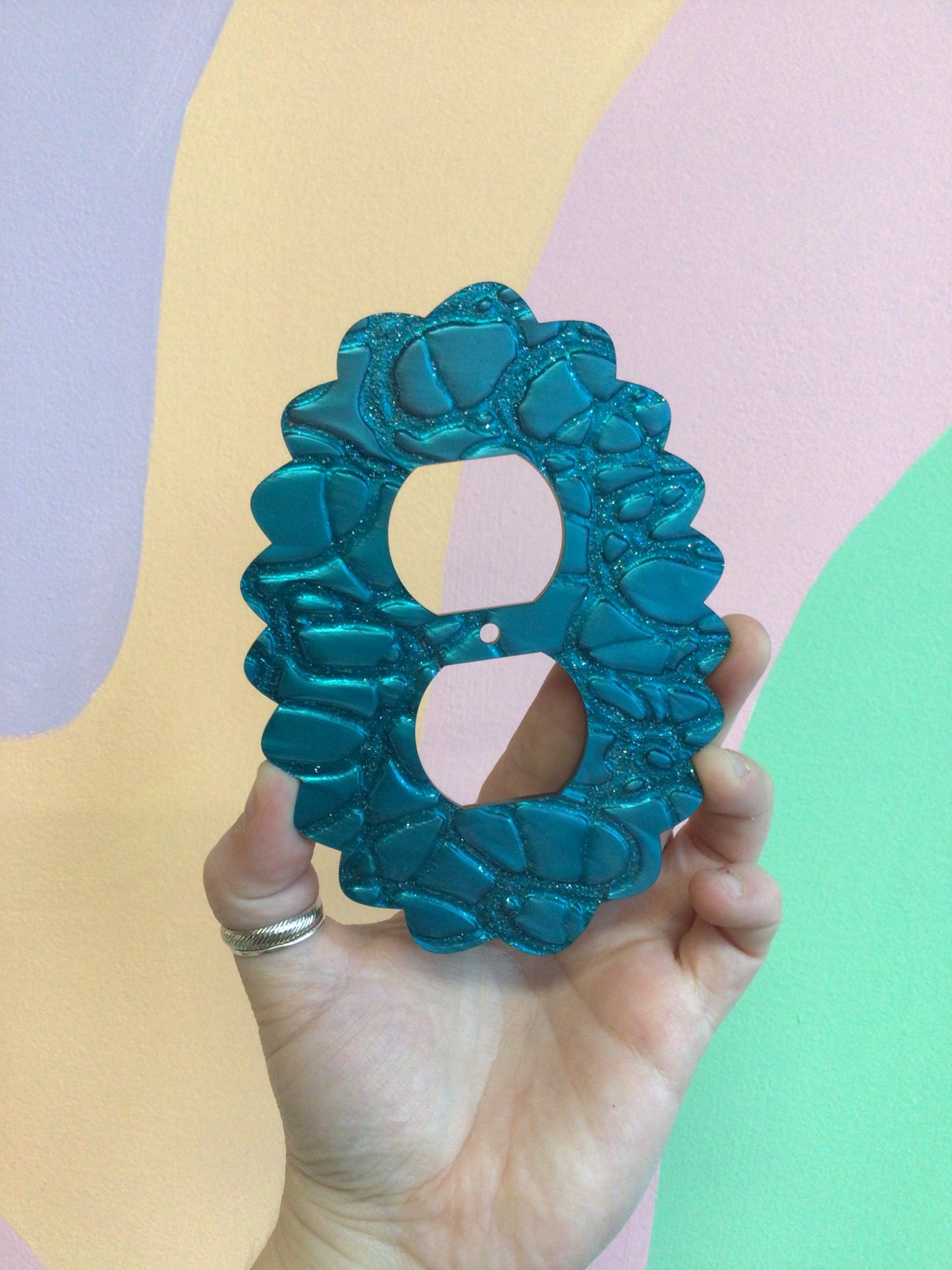 Teal Scales Outlet Cover