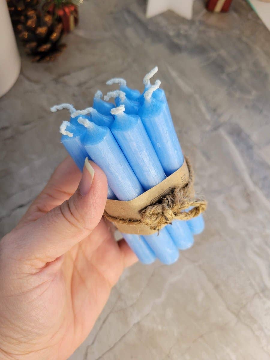 Set of 10 mini Candles 4" chime unscented Home Decor: Brown