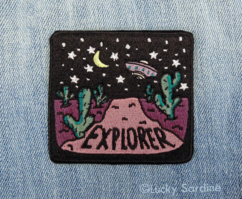 "Explorer" UFO Desert Nightscape Embroidered Patch