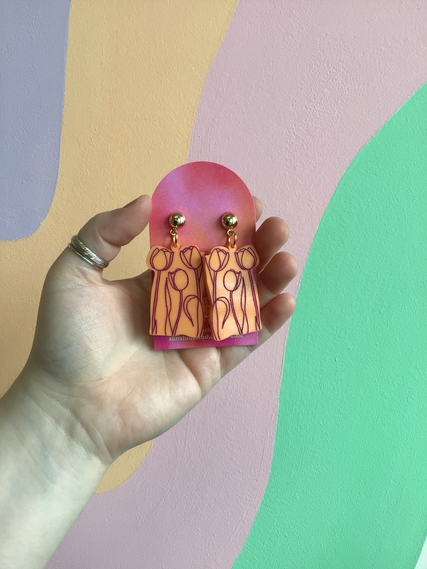 Painted Tulip Trio Earrings