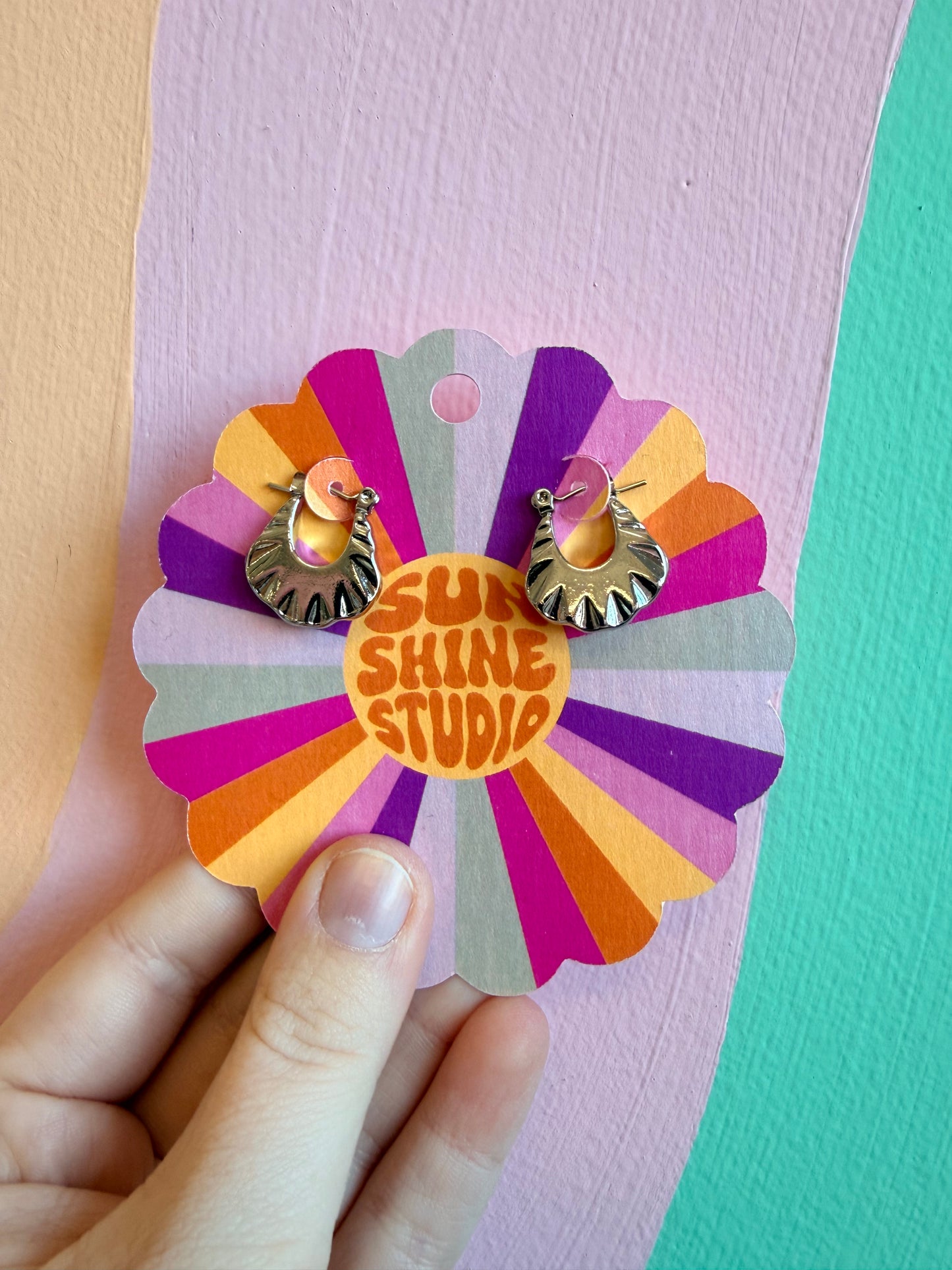 Mini Scalloped Titanium Hoops