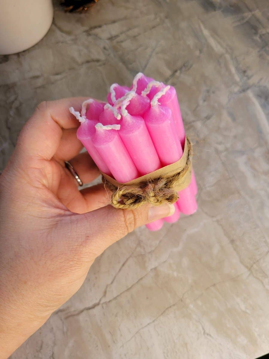 Set of 10 mini Candles 4" chime unscented Home Decor: Brown