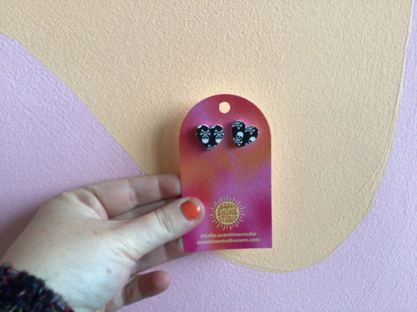 Skull Heart Studs