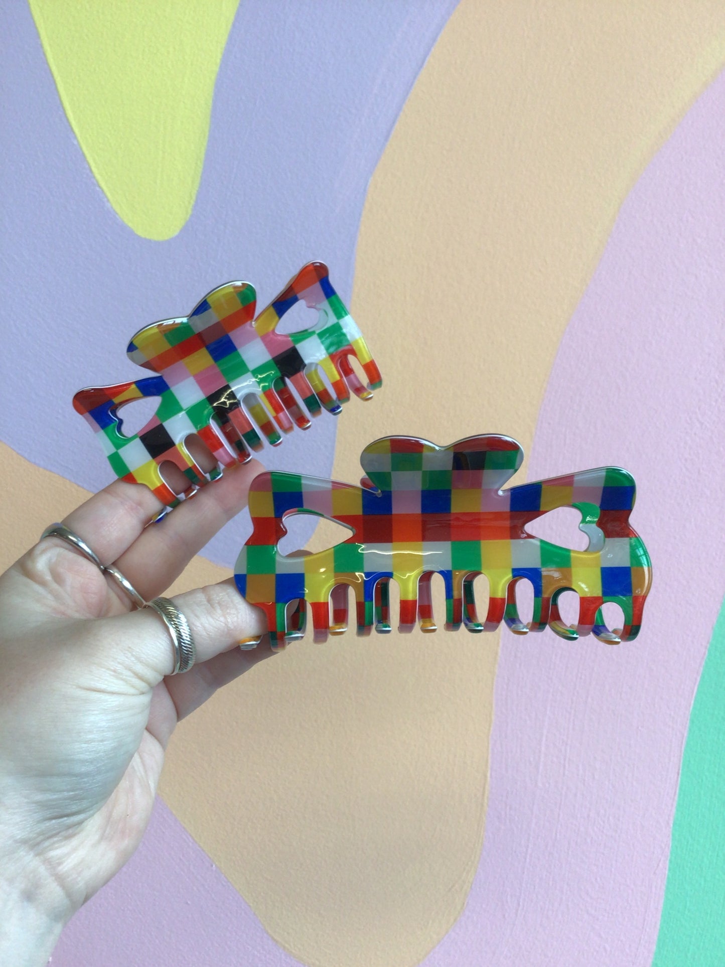 Rainbow Pixels Hair Claw