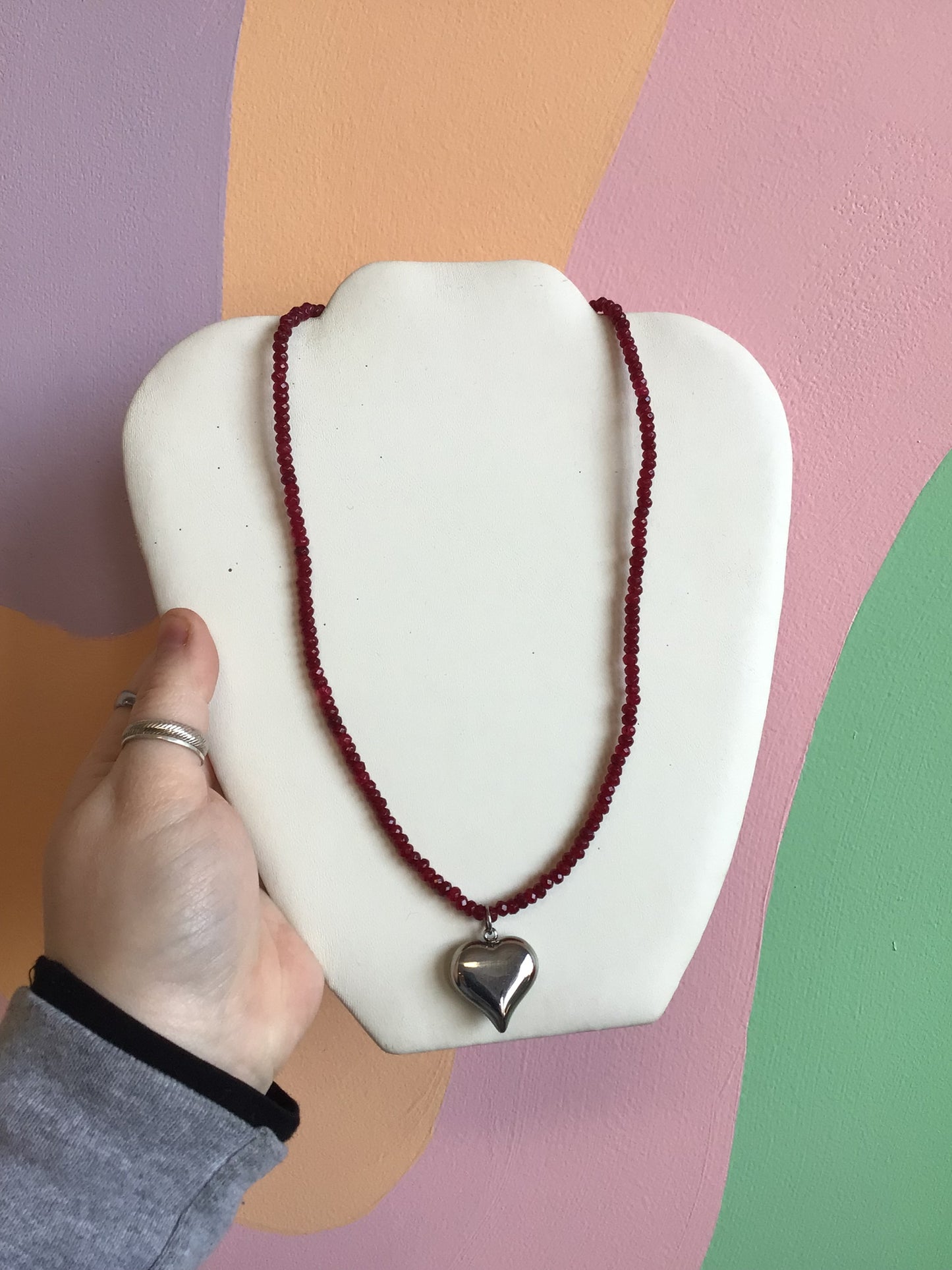 Single Color Glass Beaded Charm Necklace