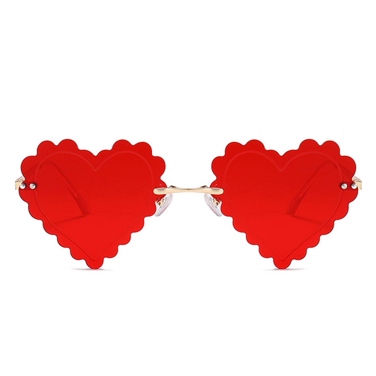 Rimless Playful Tinted Heart Shape Sunglasses: No Packaging