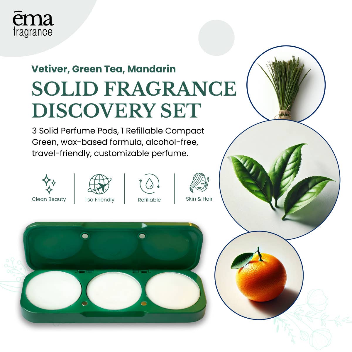 Invigorating Solid Perfume Set – Refillable Compact
